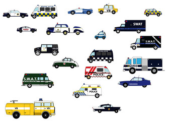 Fototapeta premium Set police cars