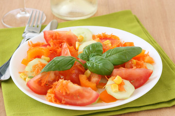salad with wine