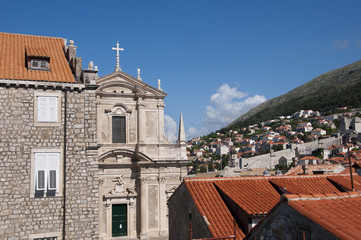 Fototapeta premium St Ignatius Church from city walls in Dubrovnic Croatia