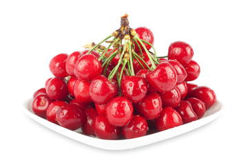 Fresh ripe cherries on a white background isolated