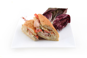 Tasty turkey breast, cheese and lettuce sandwich