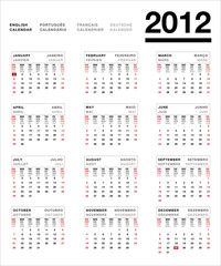 2012 calendário multilingue
