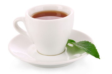 Cup  with mint isolated on white