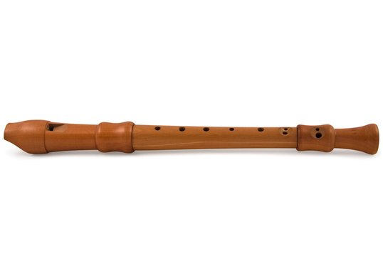 wooden flute on a white background
