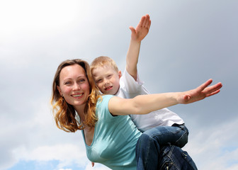 mother with her son outdoors