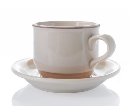 brown coffee cup on white background