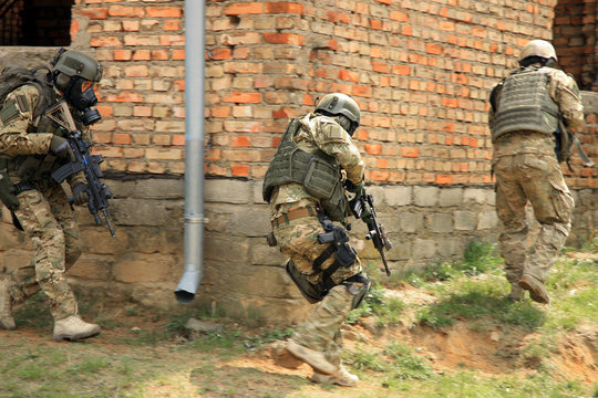 Special forces soldiers  in action