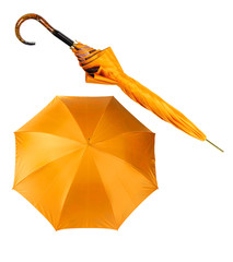two views of yellow umbrella isolated on white - 32880143