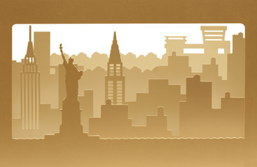 New York carton silhouette with sand structure