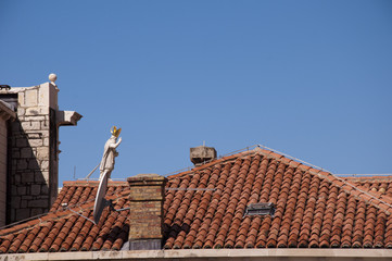 Fototapeta na wymiar St Blaise statue in Walled City of Dubrovnic in Croatia Europe