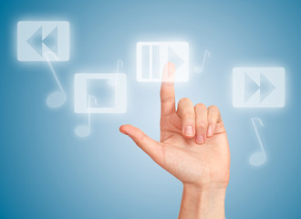 Hand pressing button play