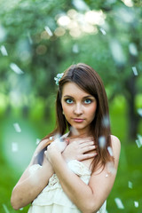 pretty girl in spring rural park