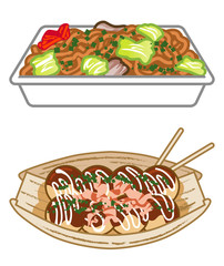 焼きそばとたこ焼き