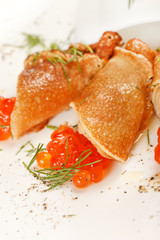 pancakes with caviar