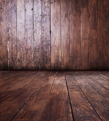 Empty room - wooden wall with floor