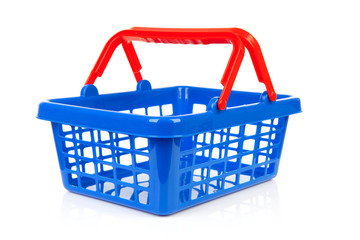 empty shopping basket over white background