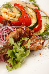 meat with grilled vegetables