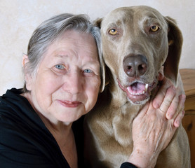 Senior woman and dog