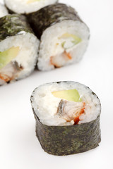 sushi on the white