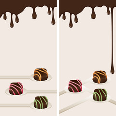 Banners with pralines and chocolate drops