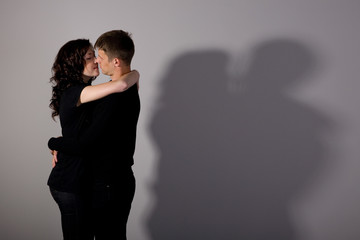 Kissing boy and girl