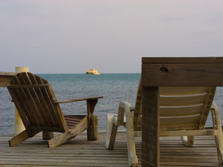 Sea View with Beach Chairs and Boat