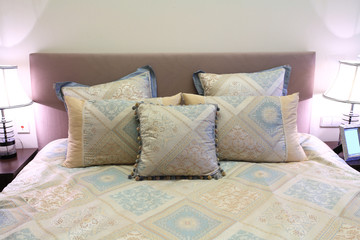 Obraz premium close up pf pillow on bed