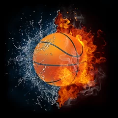 Papier Peint photo autocollant Flamme Ballon de basket