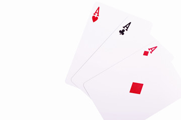 three aces isolated on a white background.