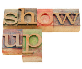 show up in letterpress type