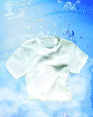 Shirt cleaning underwater with detergent