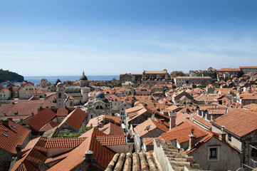 Fototapeta na wymiar Rooftops in Walled City of Dubrovnic Croatia