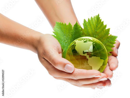 Planete Terre Mains Ecologie Green Earth Globe In Hands Wall Mural Beboy