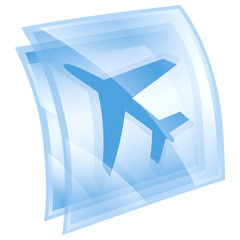 airplane icon blue, isolated on white background.