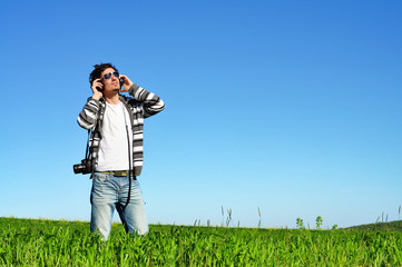 Young Man Enjoying Music