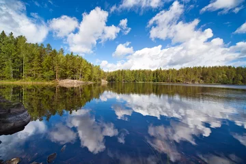 Fleecedeken met foto Finland lake © chaossart
