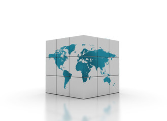 cubes with world map