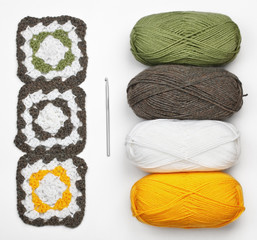 Knitted pattern, crochet and color yarn