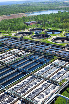Water treatment plant with dirty sludge in sedimentation tank
