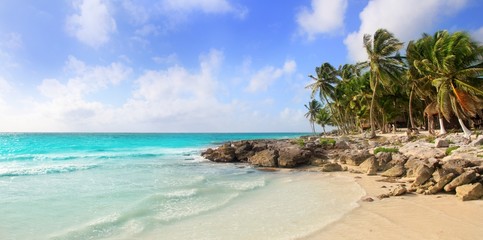 Caribbean Tulum Mexico tropical panoramic beach
