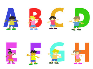 Fototapeta premium happy kids cartoon alphabet collection