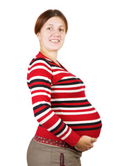 pregnant woman over white