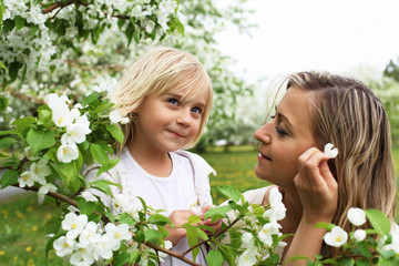 girl with mother in the park