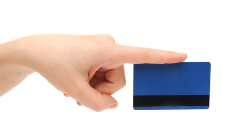 empty credit card female hand holding
