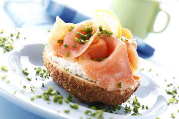 Tasty sandwich with salmon
