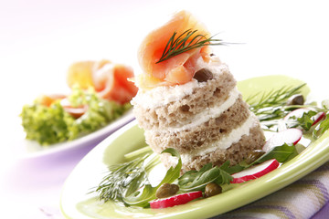 Tasty sandwich with salmon
