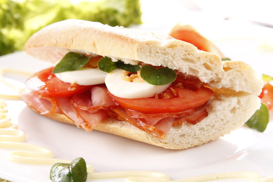 Tasty sandwich with ham