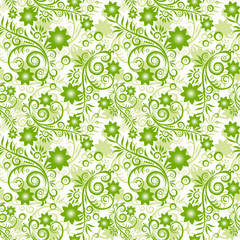 Seamless floral green background.