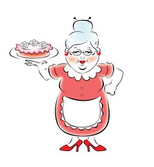 Бабушка испекла вкусный тортик.