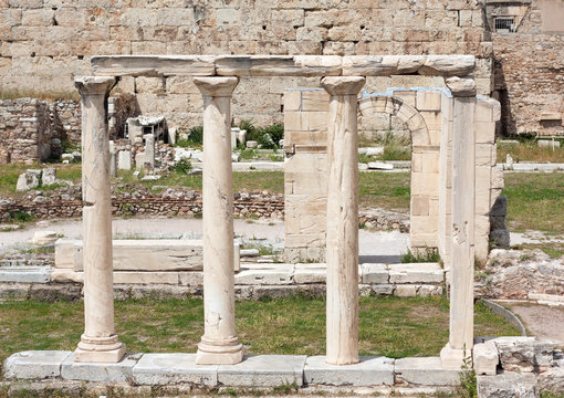 Ruins in the Roman Agora of Athens, Greece